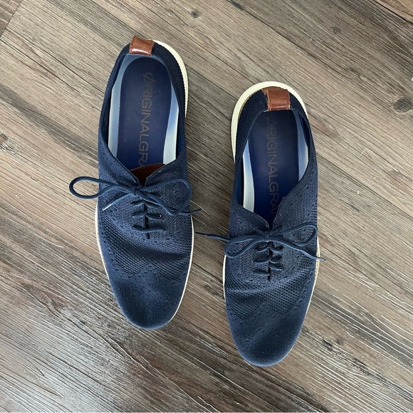 Cole Haan Shoes Men's 13 Navy Blue Stitchlite OriginalGrand Wingtip Oxfords - Picture 2 of 7
